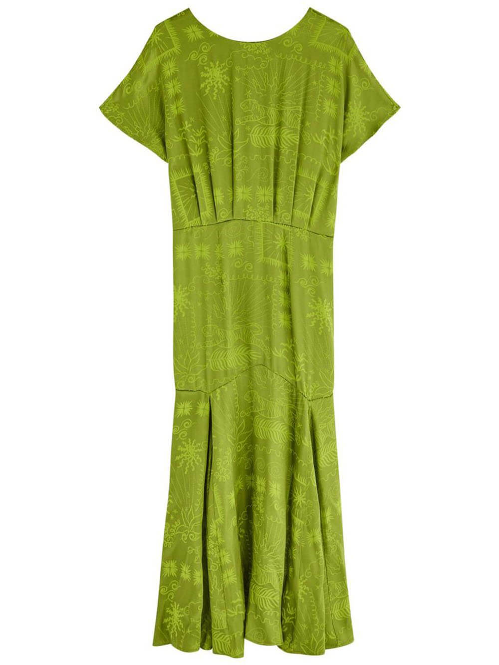 Elegante Satijnen Unieke Jacquardprint Midi-jurk