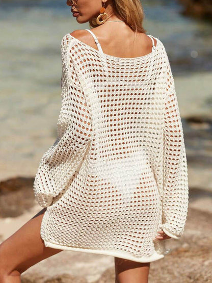 Uitgesneden Gebreide Strand Bikini Zonnebrand Cover-Up