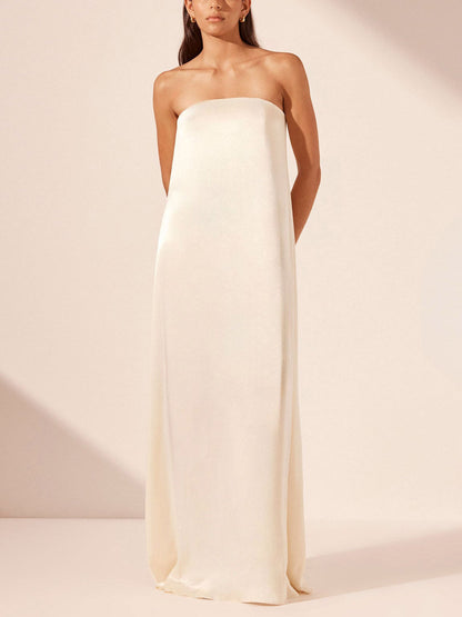 Elegante Satijnen Avondjurk Maxi Jurk