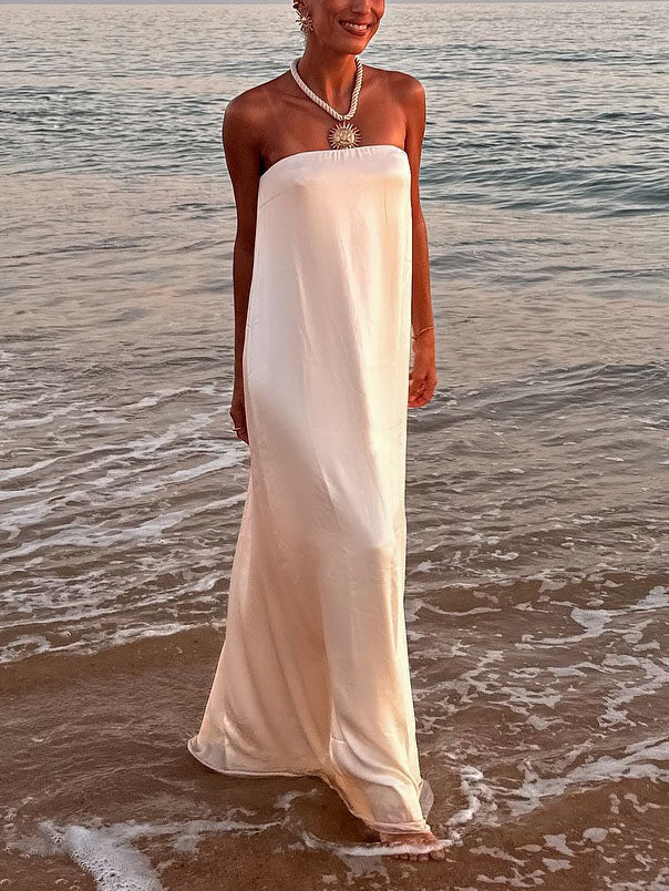 Elegante Satijnen Avondjurk Maxi Jurk