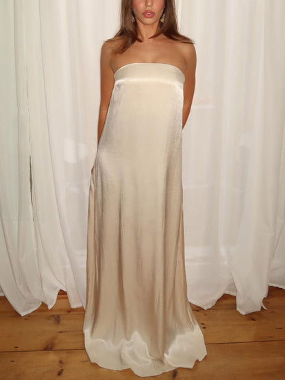 Elegante Satijnen Avondjurk Maxi Jurk